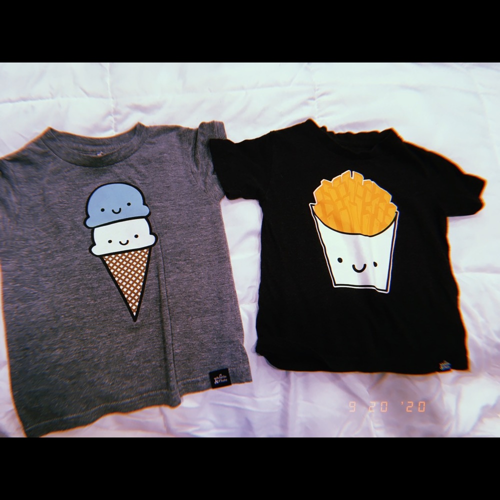 Lot of Whistle & Flute tees: Fries & ice cream